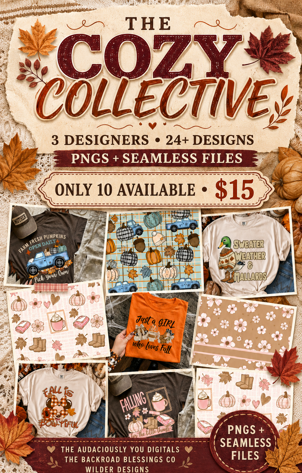 Cozy Collective Fall Collab | 24+ Exclusive Fall Designs | PNG & Seamless Files