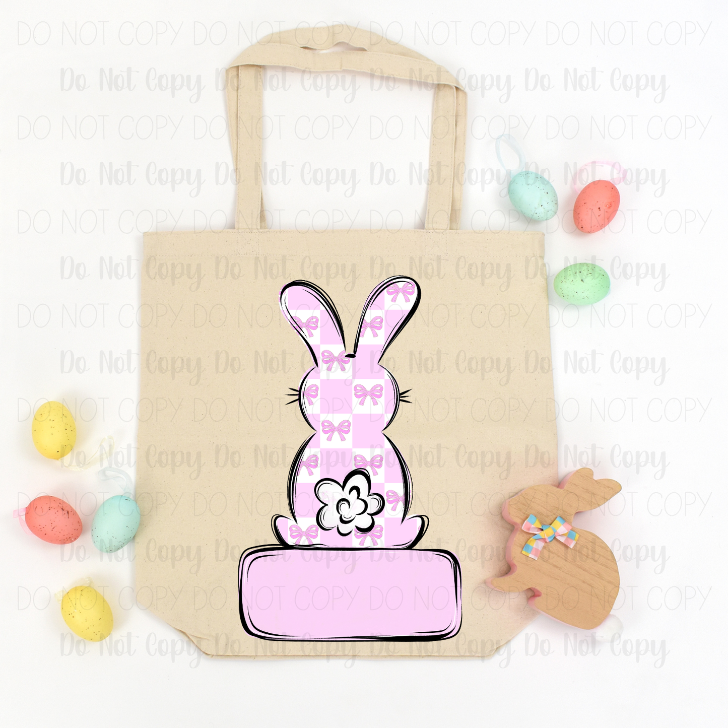 Pink Checkered Bunny Digital Download