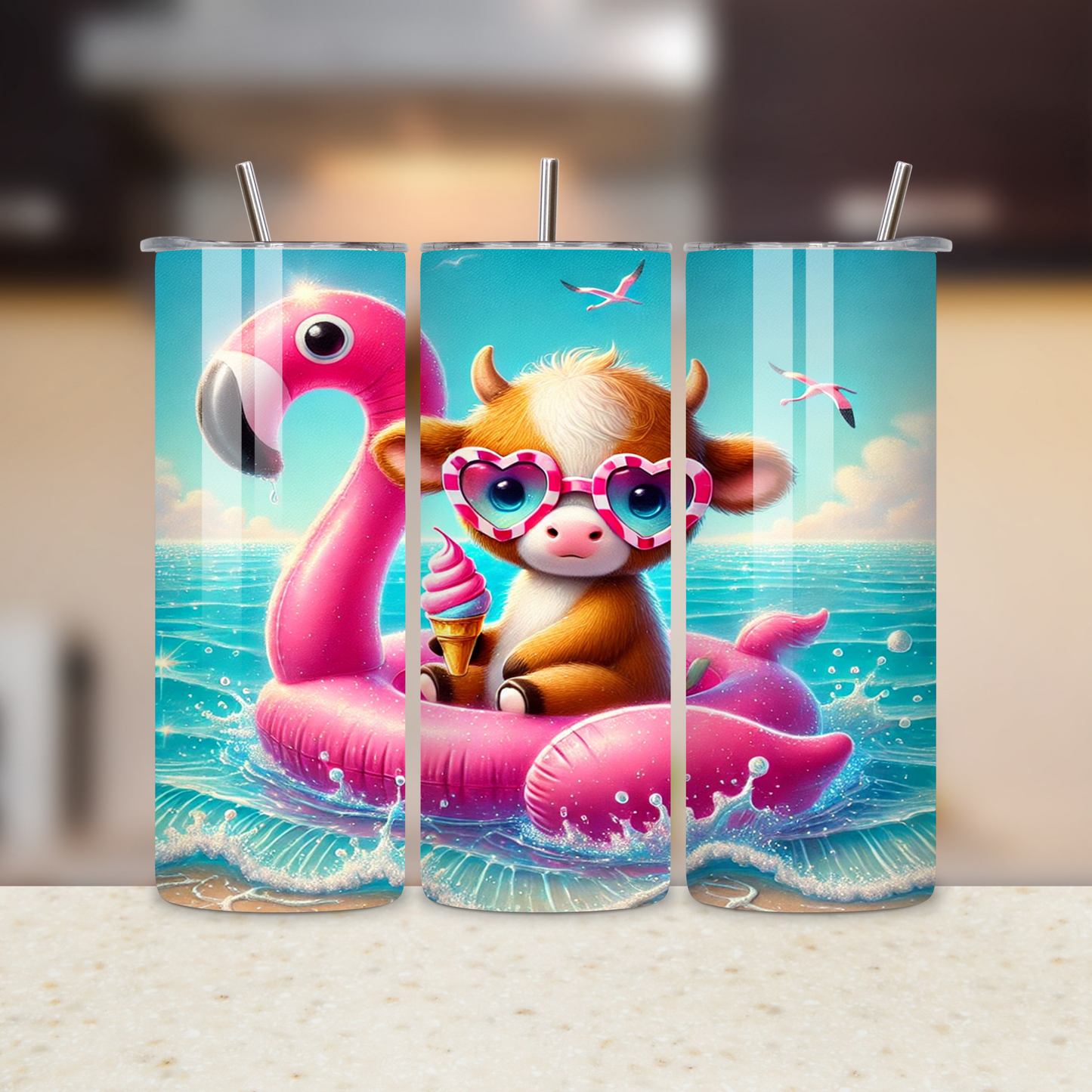 Flamingo Float Cow 20oz Tumbler
