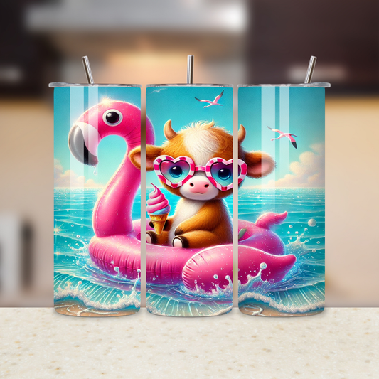 Flamingo Float Cow 20oz Tumbler