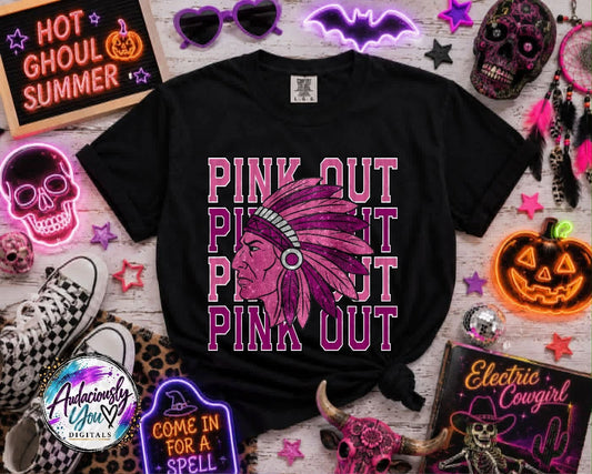 Pink Out Mascot PNG | Pink School Spirit Digital Design | Game Day Sublimation PNG