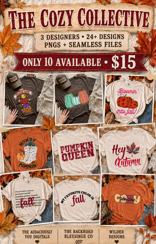Cozy Collective Fall Collab | 24+ Exclusive Fall Designs | PNG & Seamless Files