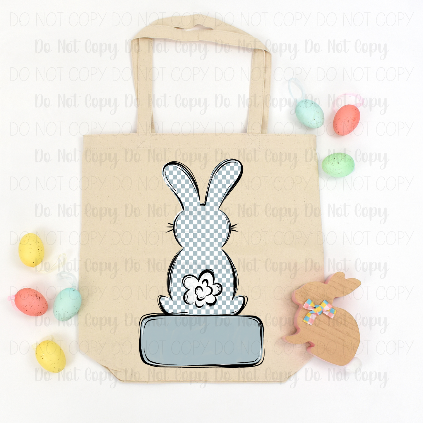 Blue Checkered Bunny Digital Download