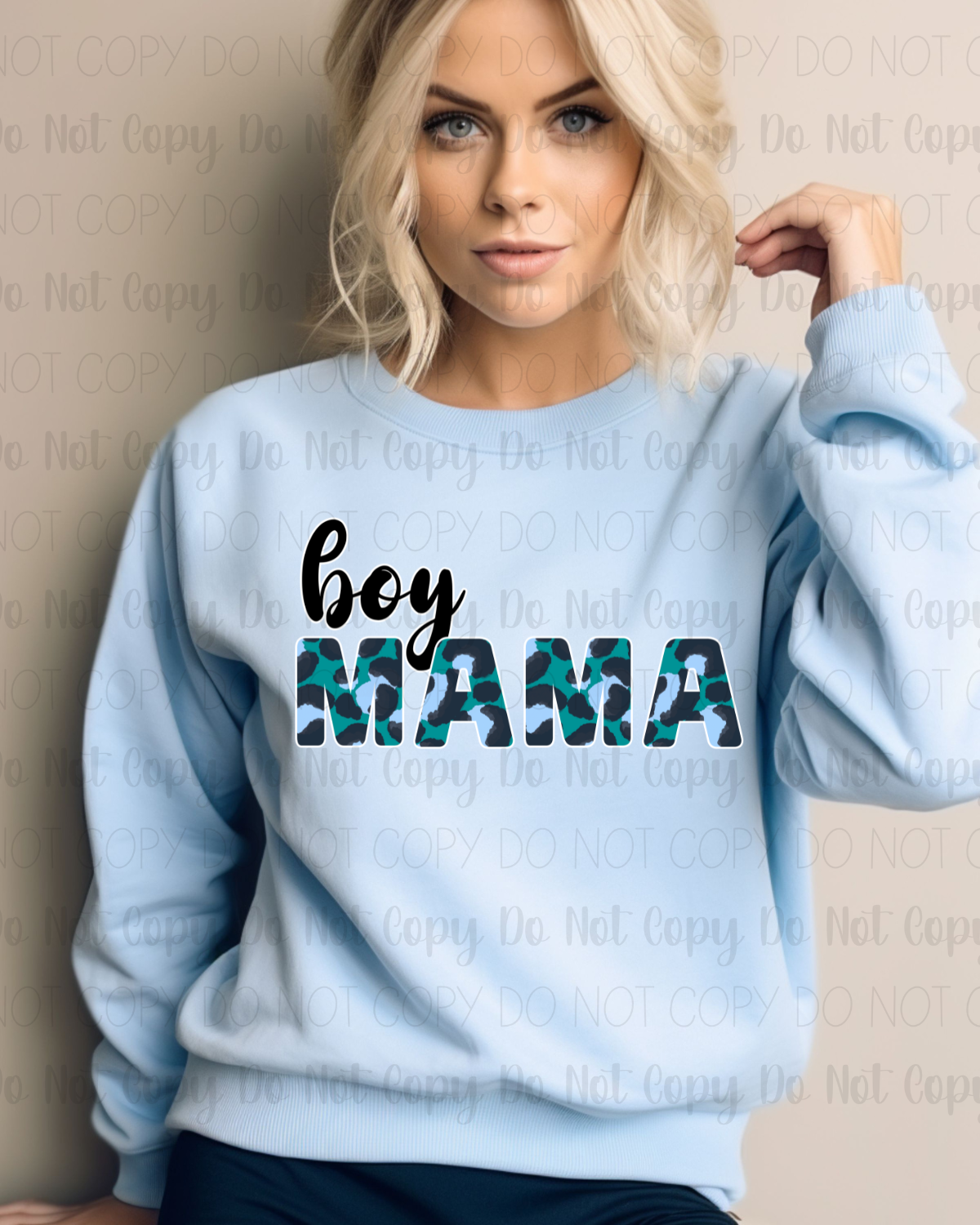 Boy Mama (Teal Leopard Print)