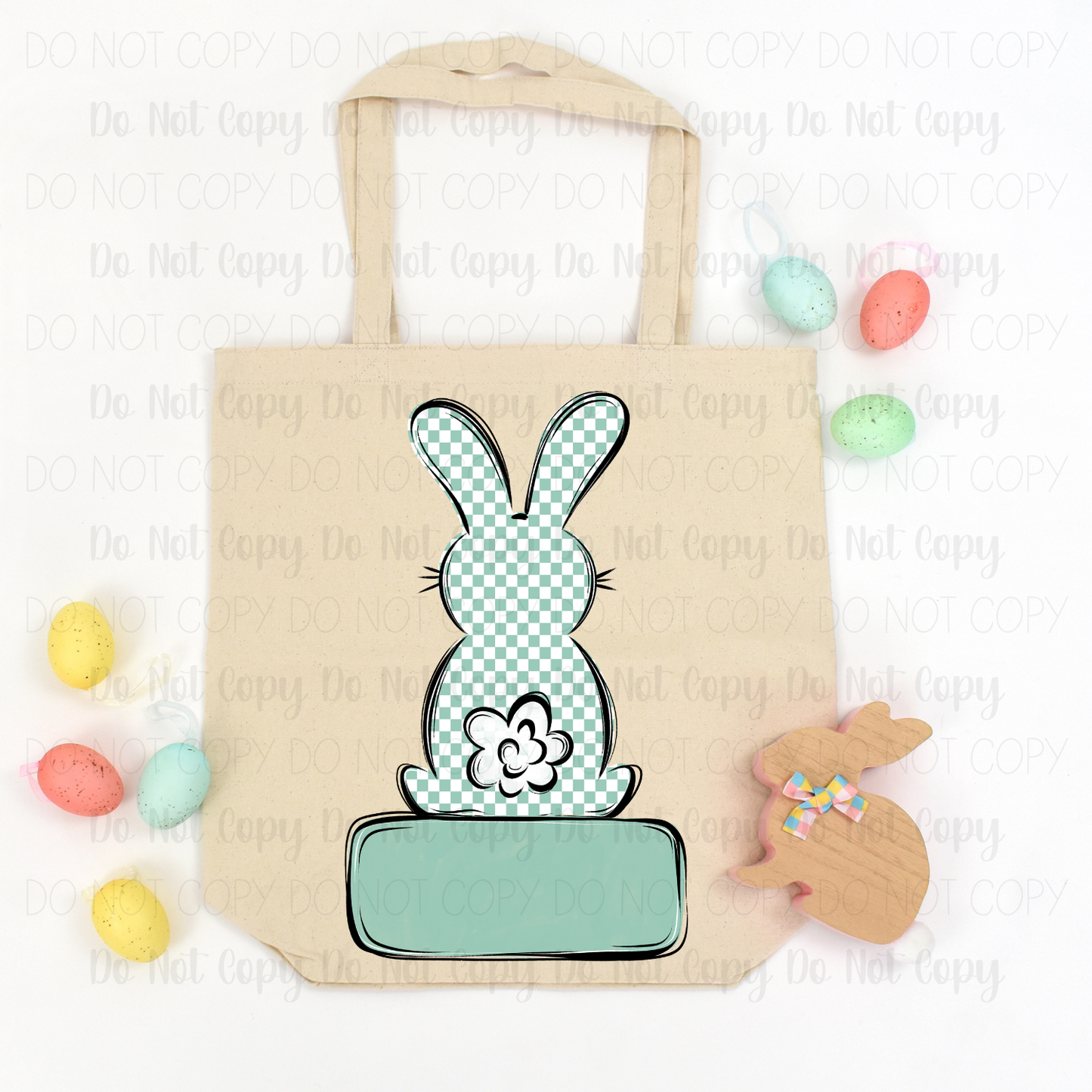 Green Checkered Bunny Digital Download