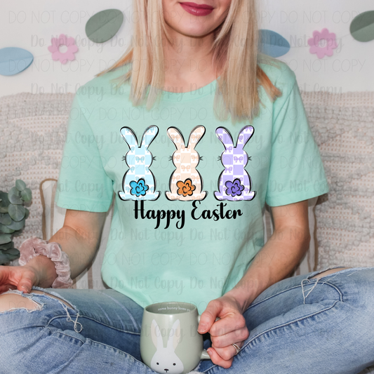 Happy Easter Plaid Bunnies Digital Download