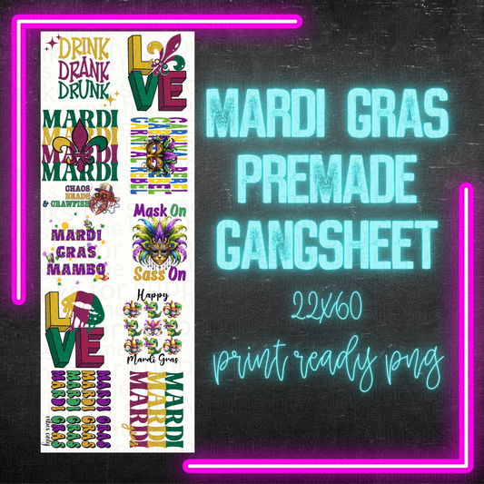 Mardi Gras Premade Gangsheet Digital Download
